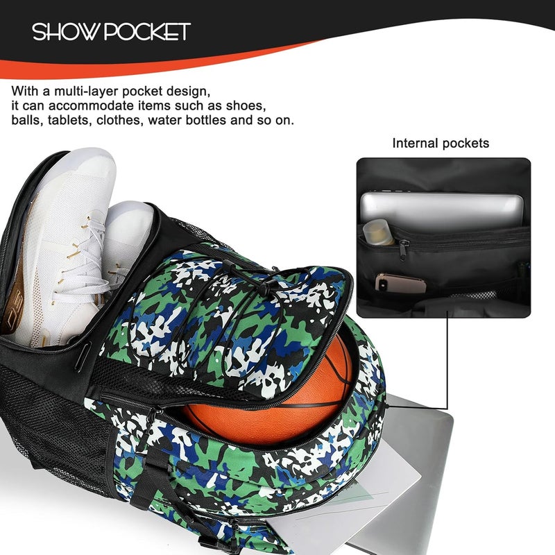 Goloni Basketball Backpack,Large Sports Bag with Ball Compartment & Shoe Compartment,Basketball Bag Fit Volleyball, soccer,Gym - Image 3